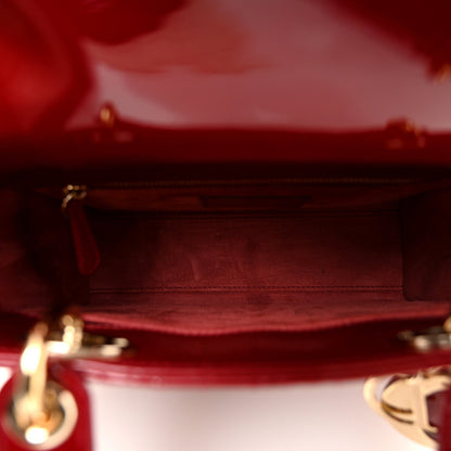 Patent Cannage Small Lady Dior Cherry Red
