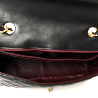 Lambskin Quilted Jumbo Single Flap Black