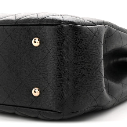 Caviar Quilted Large Shopping Tote Black
