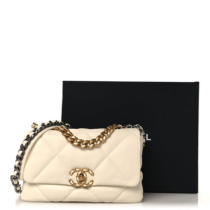 Lambskin Quilted Medium Chanel 19 Flap White