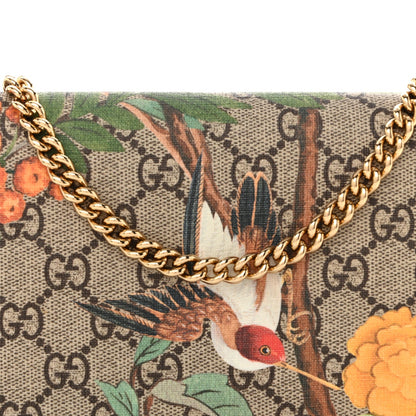 GG Supreme Monogram Tian Chain Wallet Beige Multicolor Red