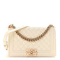 Caviar Quilted Medium Boy Flap White