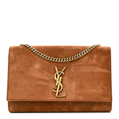 Suede Small Monogram Kate Satchel Macaron