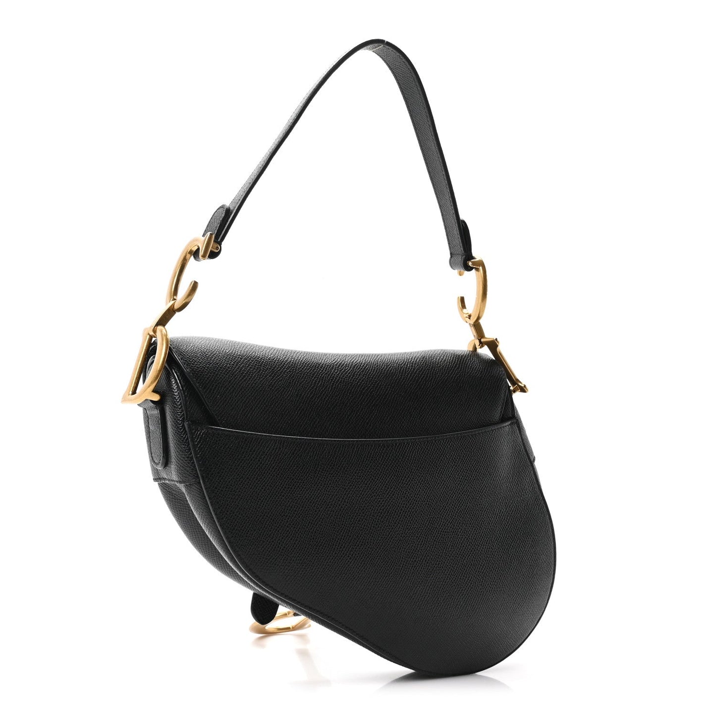 Grained Calfskin Saddle Bag Black
