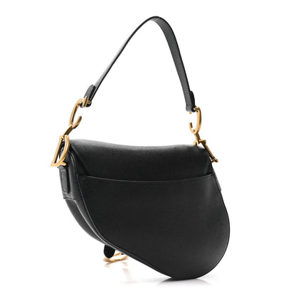 Grained Calfskin Saddle Bag Black
