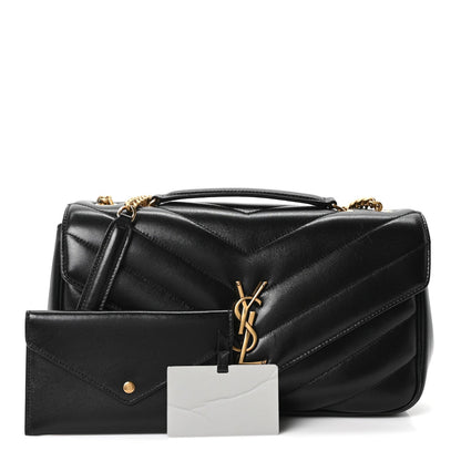 Lambskin Chevron Quilted Medium Loulou Black