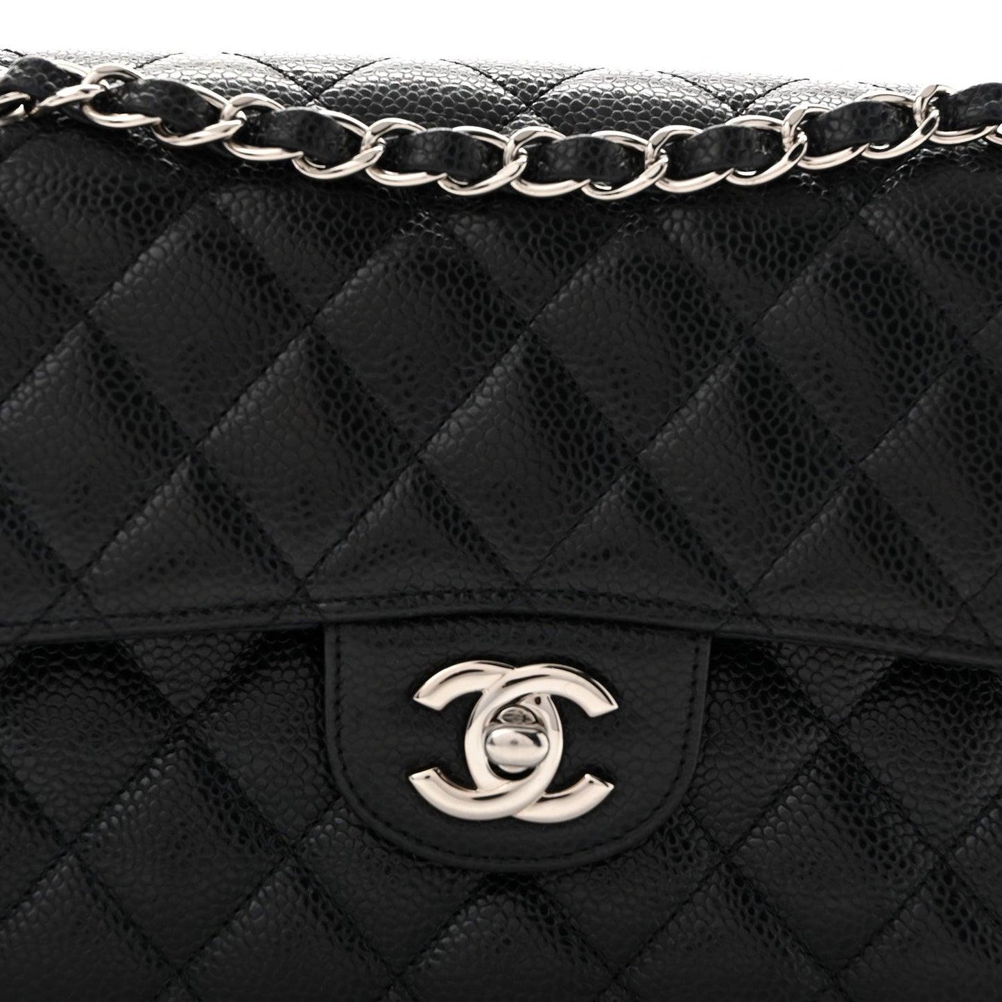 Caviar Quilted Small Double Flap Black