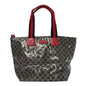 Crystal Monogram Large Web Handle Bucket Tote Red