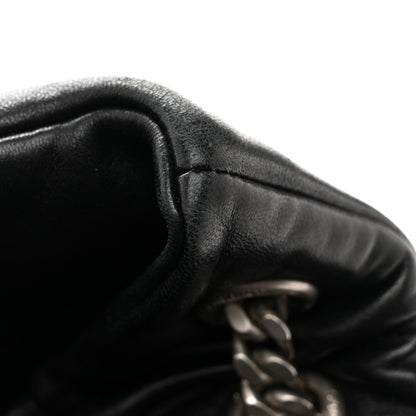 Lambskin Quilted Medium Loulou Puffer Monogram Chain Satchel Black