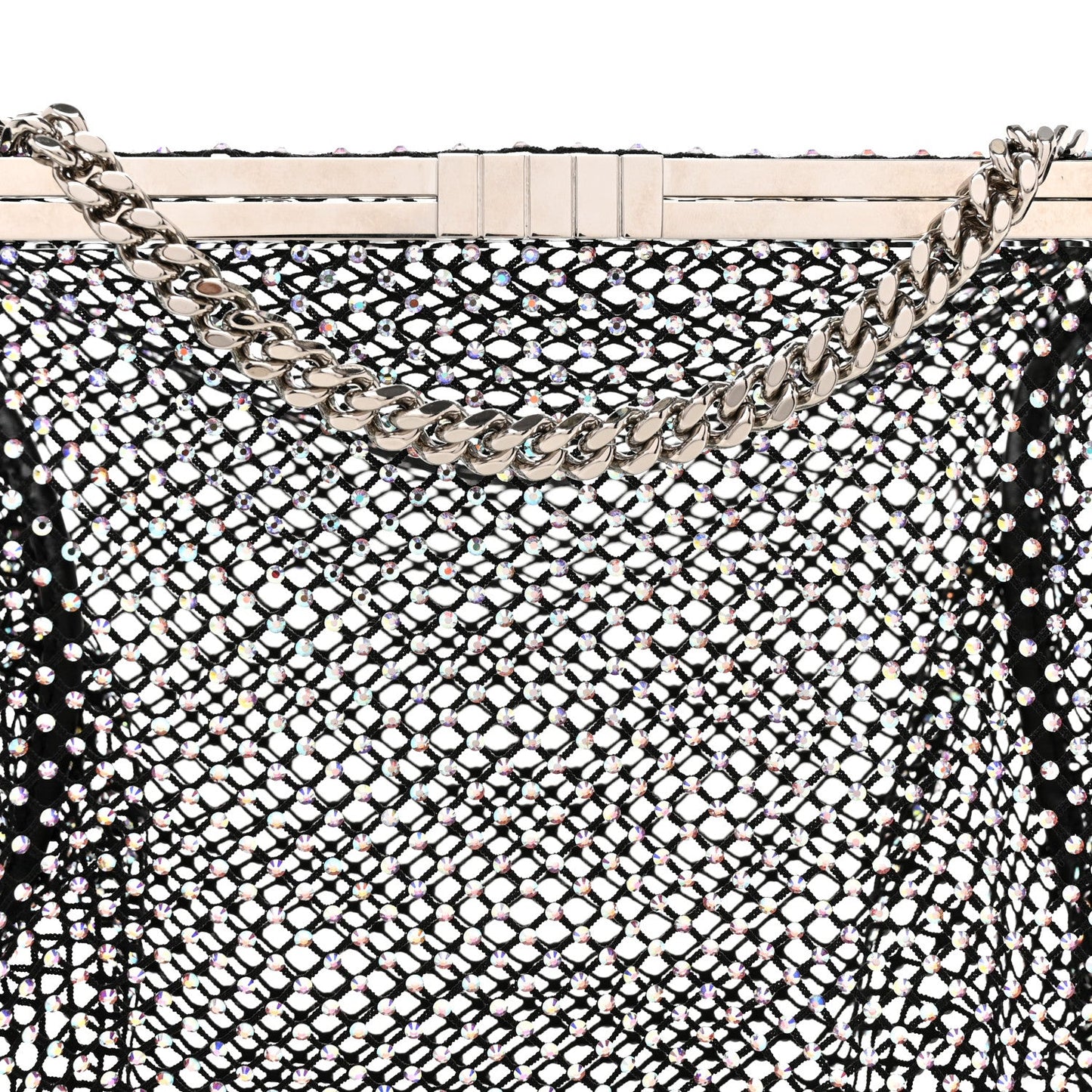Mesh Crystal Medium Fanny Shoulder Bag Black