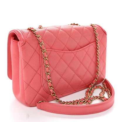 Caviar Quilted Small CC Filigree Flap Pink