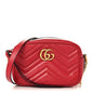 Calfskin Matelasse Mini GG Marmont Chain Shoulder Bag Hibiscus Red