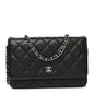 Caviar Quilted Wallet on Chain WOC Black