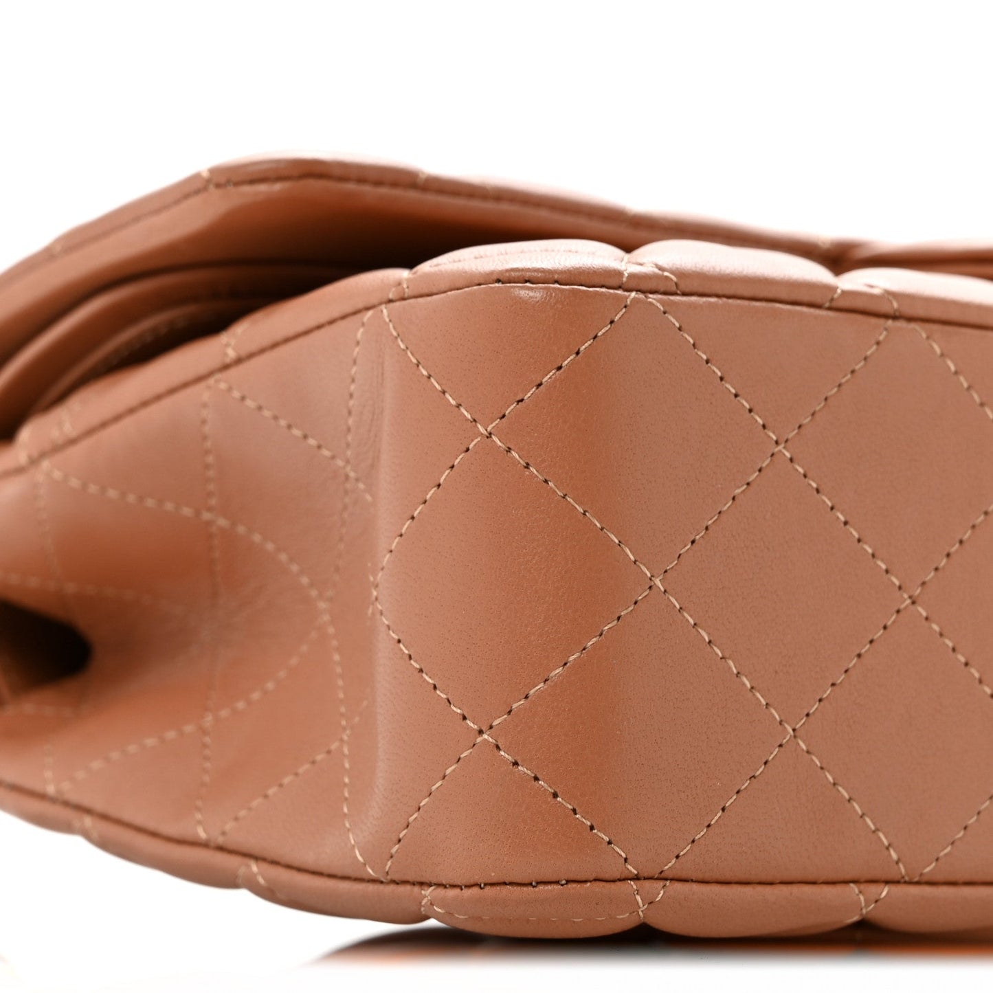 Lambskin Quilted Medium Double Flap Brown