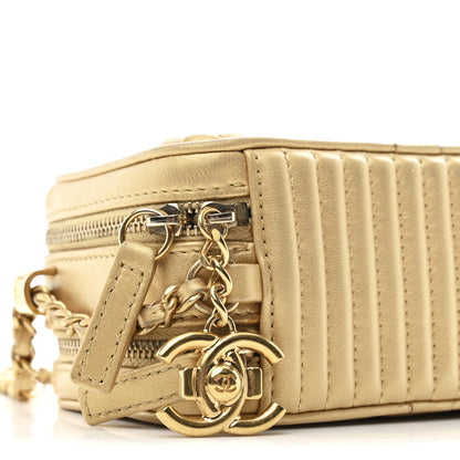 Metallic Lambskin Mini Coco Boy Camera Case Gold