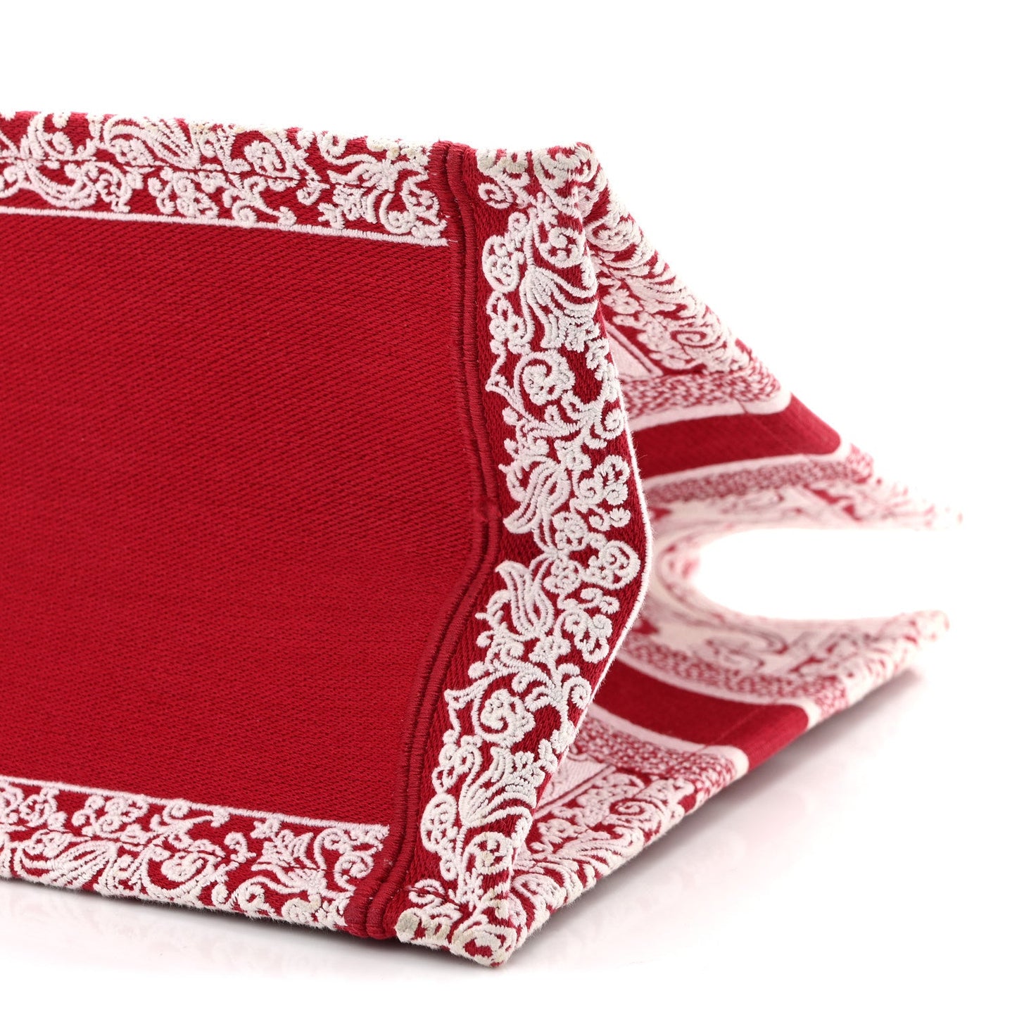Canvas Embroidered Medium Book Tote Red White