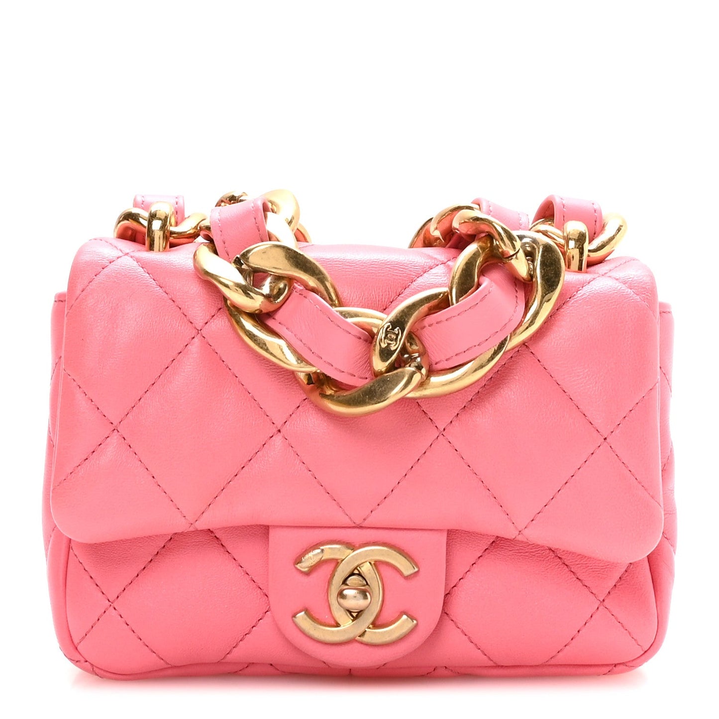 Lambskin Quilted Mini Funky Town Flap Pink