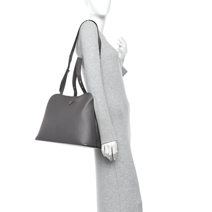 Saffiano Cuir Calfskin Matinee Tote Fumo Black