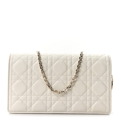 Lambskin Cannage Lady Dior Pouch Latte