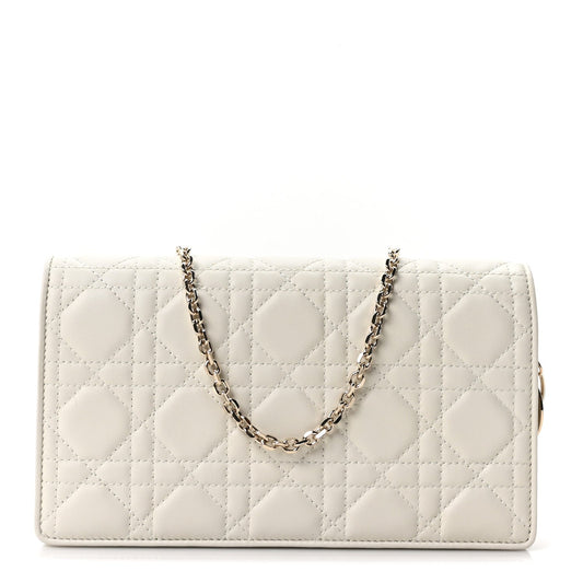 Lambskin Cannage Lady Dior Pouch Latte