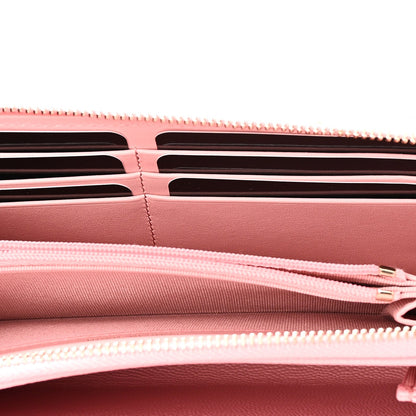 Caviar Quilted Phone Holder Wallet on Removable Chain Pink