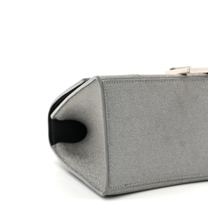 Glitter Fabric Small Hourglass Top Handle Bag Grey