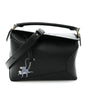 X SUNA FUJITA Satin Calfskin Small Lemur Puzzle Edge Bag Black