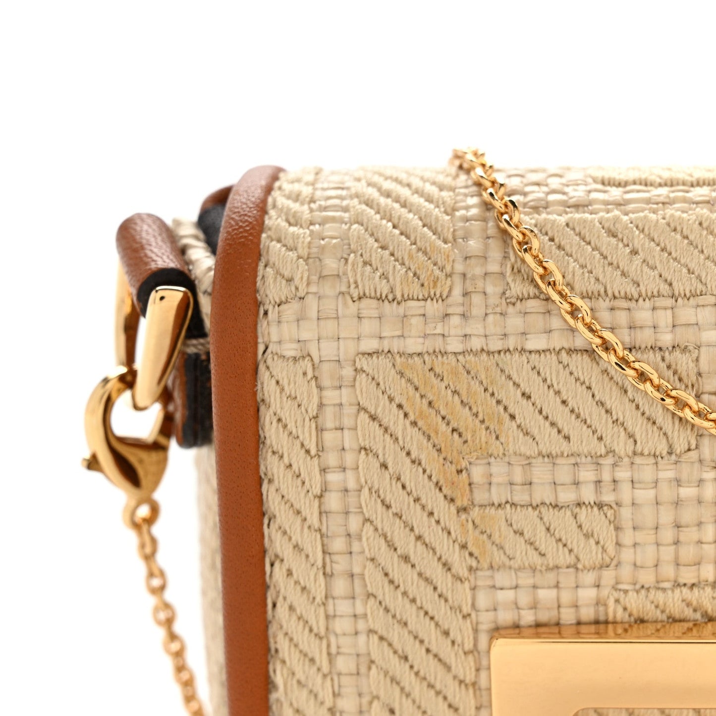 Raffia Vitello King Lucido FF Embroidered Nano Maxi Buckle Baguette Charm Alchemy Brandy