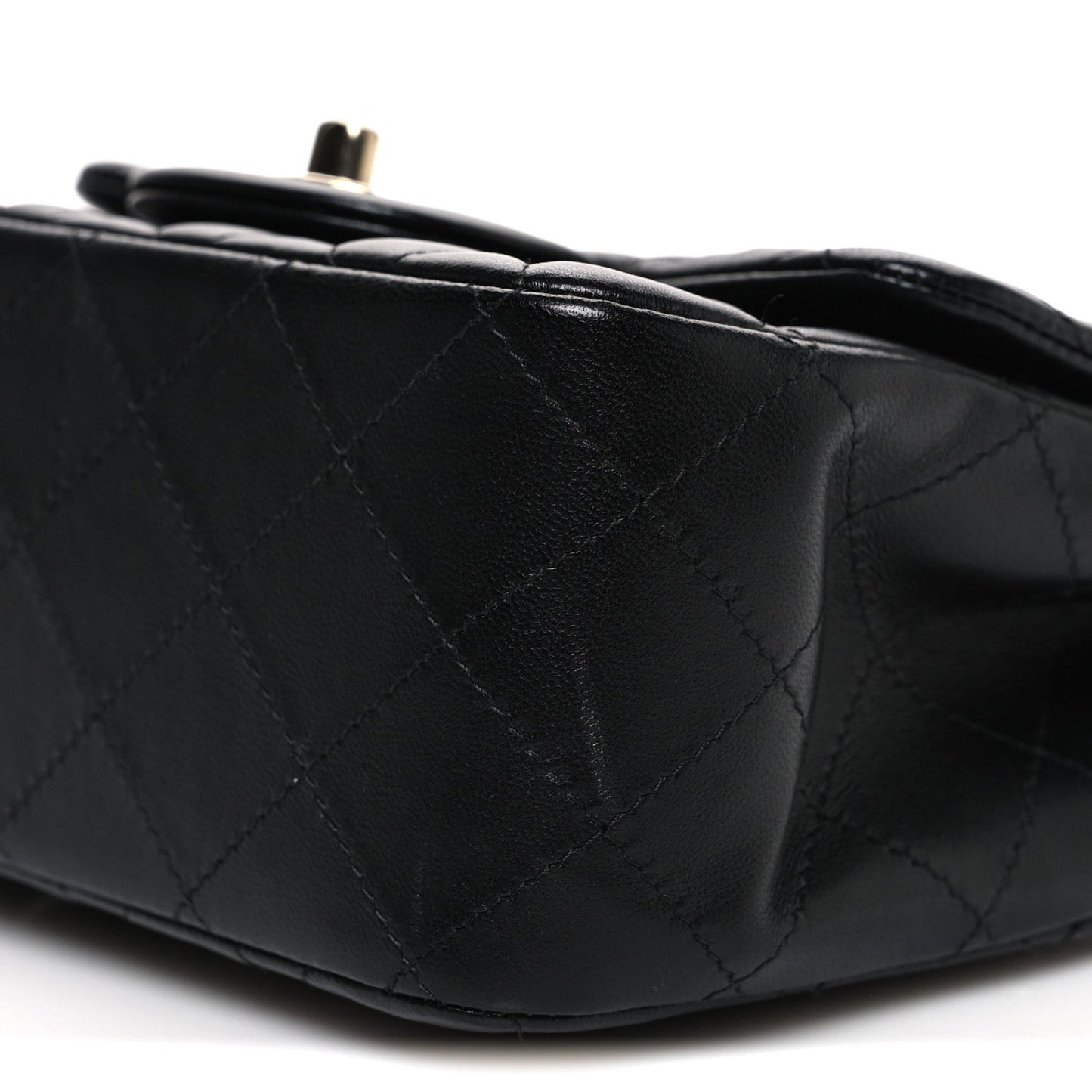 Lambskin Quilted Mini Square Flap Black
