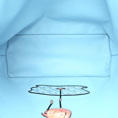 Goyardine Embroidered Flamingo Reversible Anjou PM Sky Blue