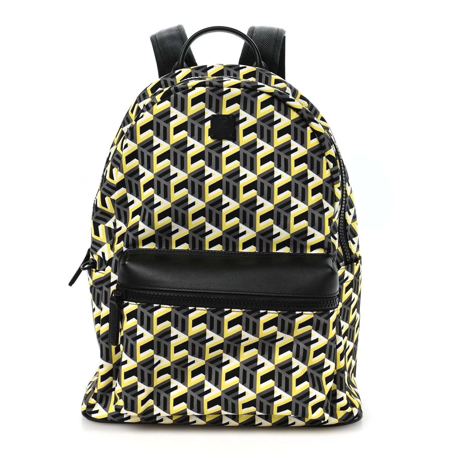 Cubic Monogram Medium Backpack Black Yellow