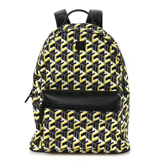 Cubic Monogram Medium Backpack Black Yellow