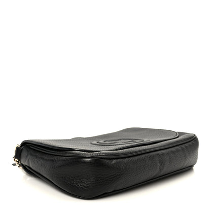 Pebbled Calfskin Medium Soho Flap Crossbody Black