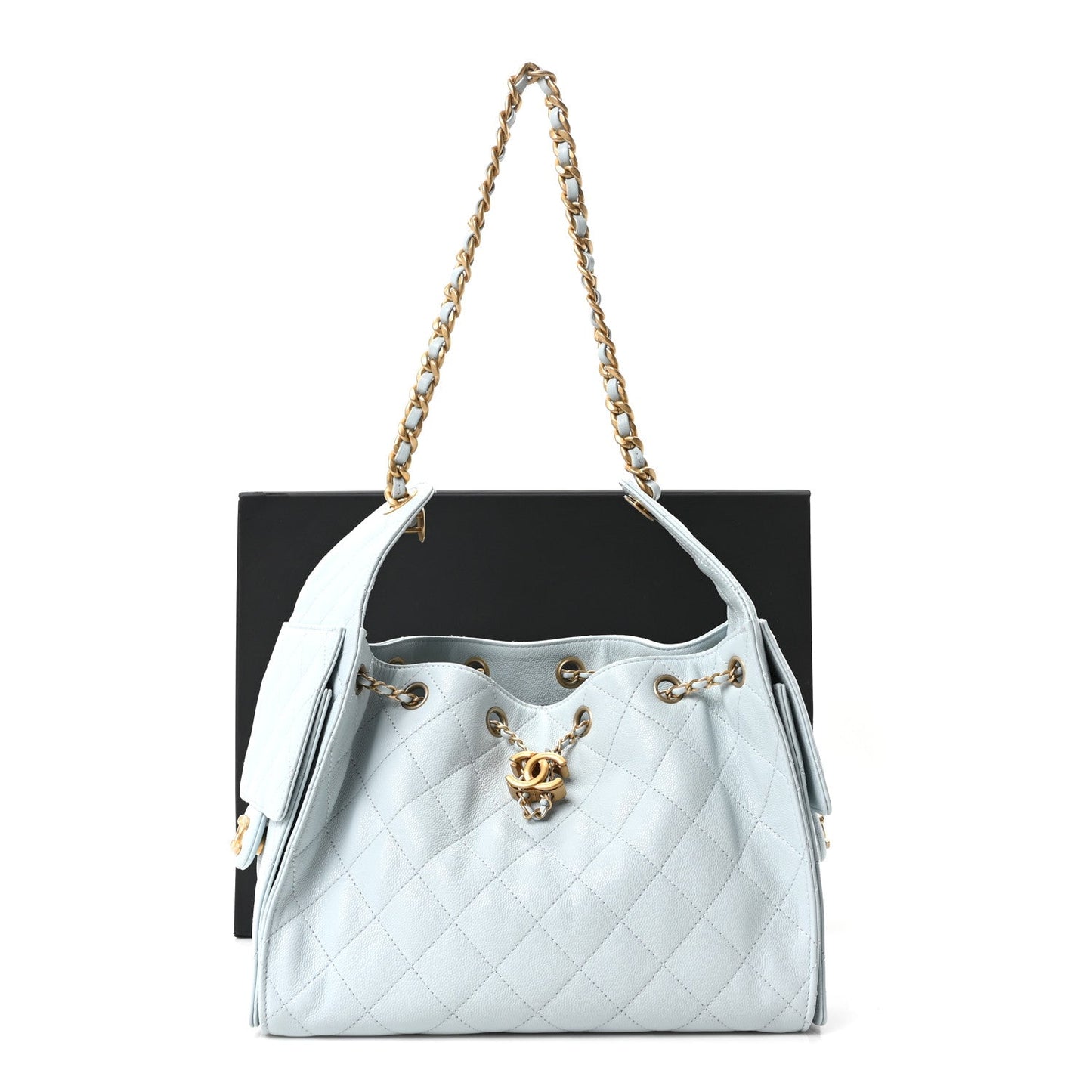 Caviar Quilted Small Chanel 25 Handbag Light Blue