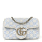 Sponge Boucle Matelasse Mini GG Marmont Shoulder Bag White Light Blue Grey