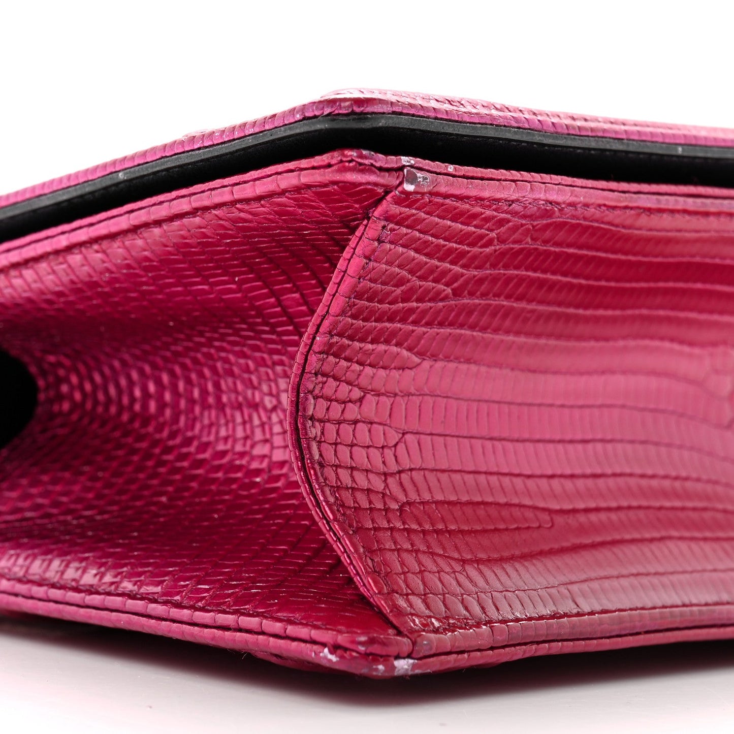 Metallic Lizard Small Diorama Flap Bag Fuchsia