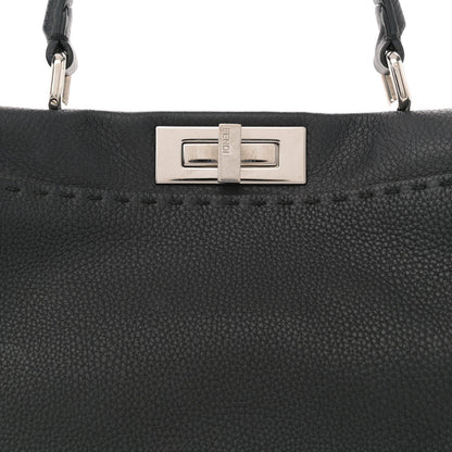 Cuoio Romano Selleria Bi-Color Medium Peekaboo Iconic Satchel Black Mou