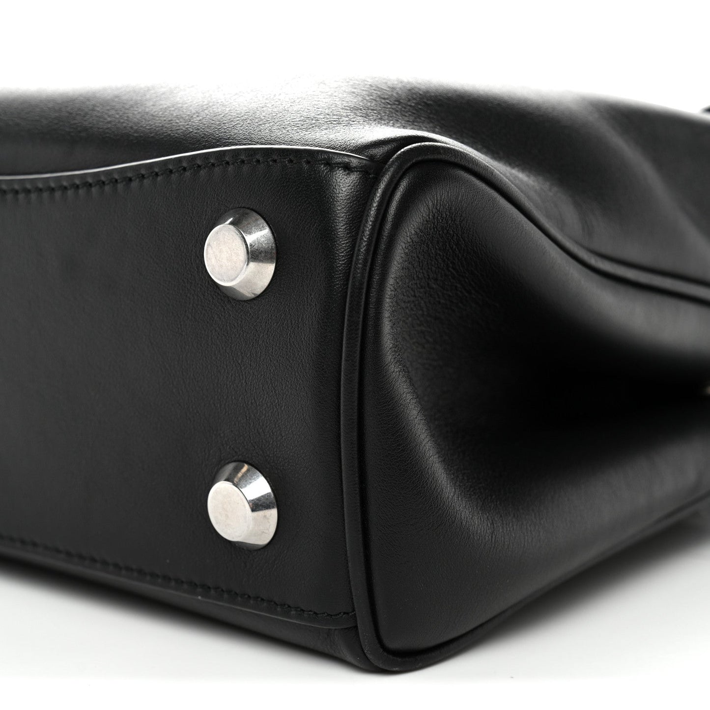 Natural Smooth Calfskin Mini Rodeo Top Handle Handbag Black