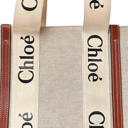 Cotton Calfskin Medium Woody Ribbon Tote White Brown
