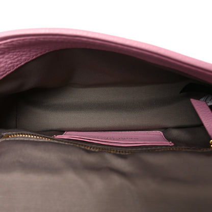 Grained Calfskin Quilted Double Stitched Small The Status Shoulder Bag Pink