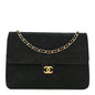 Suede Quilted Medium Single Flap Black