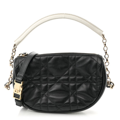 Lambskin Cannage Small Dior Vibe Hobo Bag Black