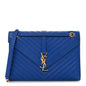 Grain De Poudre Matelasse Chevron Large Monogram Satchel Blue Majorelle