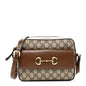 GG Supreme Monogram Small Horsebit 1955 Shoulder Bag Beige Brown Sugar