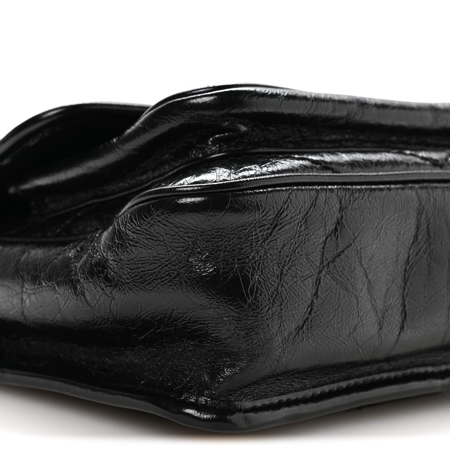 Crinkled Calfskin Matelasse Monogram Baby Niki Chain Satchel Black