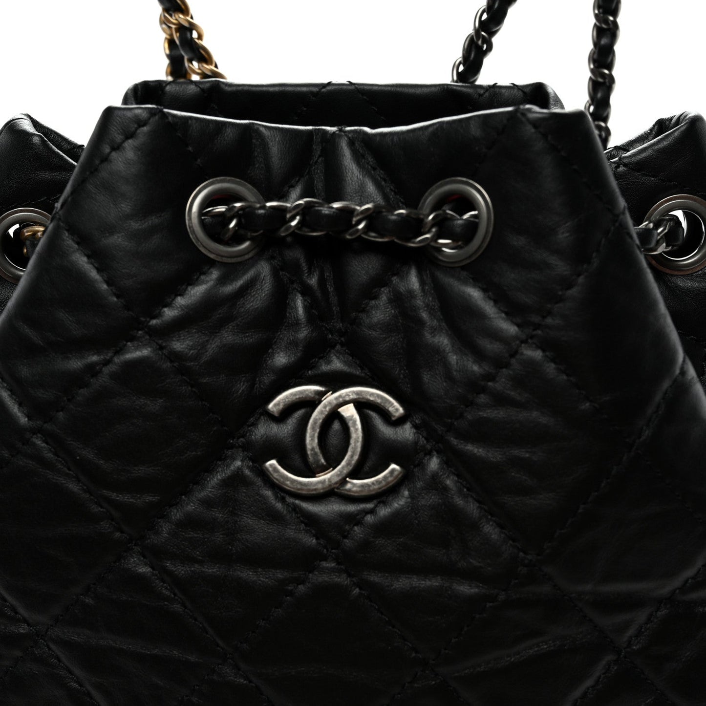 Aged Calfskin Quilted Small Gabrielle Backpack Black