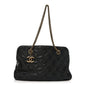 Calfskin Quilted Stitch Triptych Tote Black