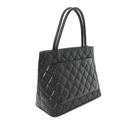 Caviar Quilted Medallion Tote Black