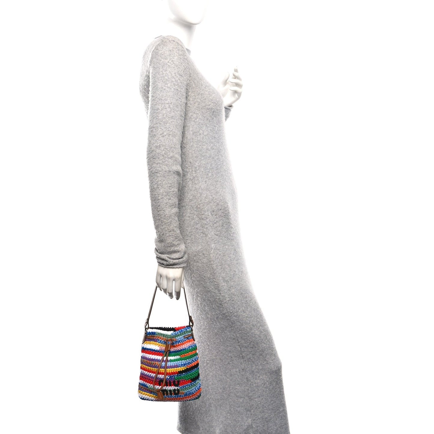 Fabric Crochet Drawstring Pouch Multicolor