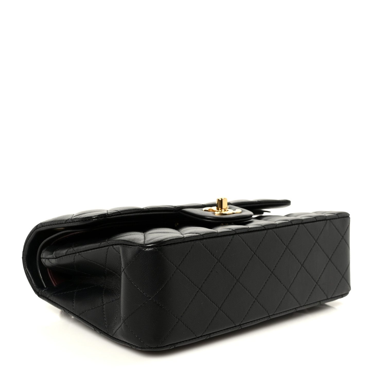 Lambskin Quilted Small Double Flap Black